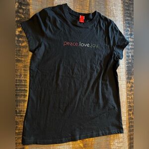 NWT Short Sleeve Black T-Shirt Christmas Peace Love Joy Size XL Target Brand
